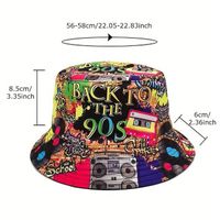 Unisex Hip-hop Rock Graffiti Painted Appliques Curved Eaves Bucket Hat main image 2