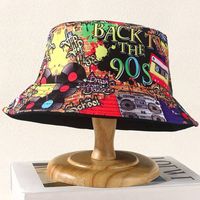 Unisex Hip-hop Rock Graffiti Painted Appliques Curved Eaves Bucket Hat main image 6