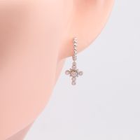 1 Pair Simple Style Cross Inlay Sterling Silver Gem Drop Earrings main image 5