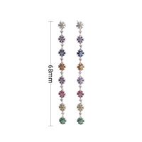 1 Pair Vintage Style Flower Plating Inlay Sterling Silver Zircon White Gold Plated Gold Plated Drop Earrings main image 3