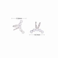 1 Pair Simple Style Bunny Ears Solid Color Plating Inlay Sterling Silver Pearl White Gold Plated Gold Plated Ear Cuffs main image 3