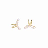 1 Pair Simple Style Bunny Ears Solid Color Plating Inlay Sterling Silver Pearl White Gold Plated Gold Plated Ear Cuffs main image 1