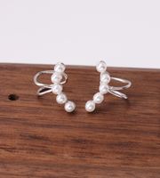 1 Pair Simple Style Bunny Ears Solid Color Plating Inlay Sterling Silver Pearl White Gold Plated Gold Plated Ear Cuffs main image 5