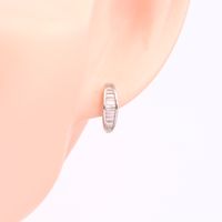 1 Pair Vintage Style Geometric Color Block Plating Inlay Sterling Silver Zircon White Gold Plated Gold Plated Hoop Earrings main image 5