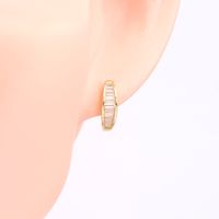 1 Pair Vintage Style Geometric Color Block Plating Inlay Sterling Silver Zircon White Gold Plated Gold Plated Hoop Earrings main image 4