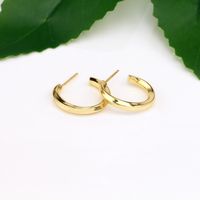 1 Pair Simple Style Solid Color Plating Sterling Silver Gold Plated Ear Studs main image 7