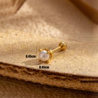 1 Piece French Style Simple Style Korean Style Pearl Eye Rhombus Inlay Copper Zircon Earrings main image 4