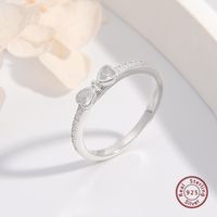 Style Ig Mignon Sucré Noeud D'arc Argent Sterling Placage Incruster Zircon Or Blanc Plaqué Plaqué Rhodium Anneaux main image 1