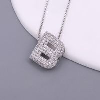 Simple Style Letter Copper Plating Inlay Zircon White Gold Plated Pendant Necklace sku image 2