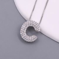 Simple Style Letter Copper Plating Inlay Zircon White Gold Plated Pendant Necklace sku image 3