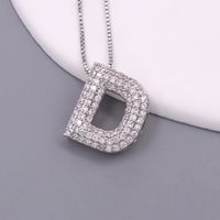 Simple Style Letter Copper Plating Inlay Zircon White Gold Plated Pendant Necklace sku image 4