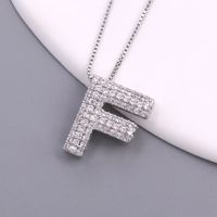 Simple Style Letter Copper Plating Inlay Zircon White Gold Plated Pendant Necklace sku image 6