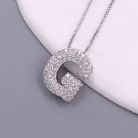 Simple Style Letter Copper Plating Inlay Zircon White Gold Plated Pendant Necklace sku image 7