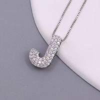 Simple Style Letter Copper Plating Inlay Zircon White Gold Plated Pendant Necklace sku image 10