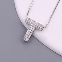 Simple Style Letter Copper Plating Inlay Zircon White Gold Plated Pendant Necklace sku image 20