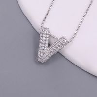 Simple Style Letter Copper Plating Inlay Zircon White Gold Plated Pendant Necklace sku image 22