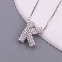 Simple Style Letter Copper Plating Inlay Zircon White Gold Plated Pendant Necklace sku image 11