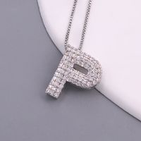 Simple Style Letter Copper Plating Inlay Zircon White Gold Plated Pendant Necklace sku image 16