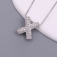Simple Style Letter Copper Plating Inlay Zircon White Gold Plated Pendant Necklace sku image 24