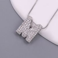 Simple Style Letter Copper Plating Inlay Zircon White Gold Plated Pendant Necklace sku image 13