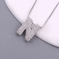Simple Style Letter Copper Plating Inlay Zircon White Gold Plated Pendant Necklace sku image 14