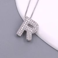 Simple Style Letter Copper Plating Inlay Zircon White Gold Plated Pendant Necklace sku image 18