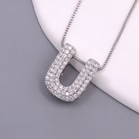 Simple Style Letter Copper Plating Inlay Zircon White Gold Plated Pendant Necklace sku image 21