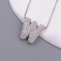 Simple Style Letter Copper Plating Inlay Zircon White Gold Plated Pendant Necklace sku image 23