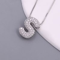 Simple Style Letter Copper Plating Inlay Zircon White Gold Plated Pendant Necklace sku image 19