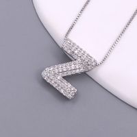 Simple Style Letter Copper Plating Inlay Zircon White Gold Plated Pendant Necklace sku image 26