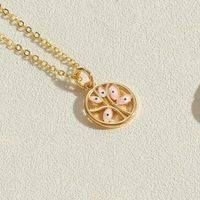 Simple Style Devil's Eye Tree Copper Enamel Plating Inlay Zircon 14k Gold Plated Pendant Necklace sku image 2