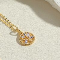 Simple Style Devil's Eye Tree Copper Enamel Plating Inlay Zircon 14k Gold Plated Pendant Necklace main image 7