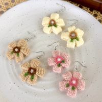 1 Pair Elegant Princess Cute Flower Yarn Drop Earrings main image 4