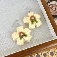 1 Pair Elegant Princess Cute Flower Yarn Drop Earrings sku image 1