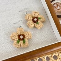 1 Pair Elegant Princess Cute Flower Yarn Drop Earrings sku image 2