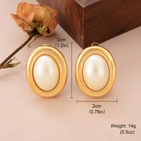 1 Pair Vintage Style French Style Oval Inlay Copper Pearl 18k Gold Plated Ear Cuffs main image 2