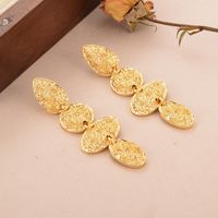 1 Pair Elegant Vintage Style Irregular Oval Pleated Copper 18k Gold Plated Drop Earrings main image 4