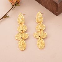 1 Pair Elegant Vintage Style Irregular Oval Pleated Copper 18k Gold Plated Drop Earrings main image 3