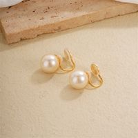 1 Pair Ig Style Elegant Simple Style Geometric Epoxy Plating Inlay Copper Pearl Ear Cuffs main image 7