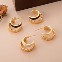 1 Pair Ig Style Geometric Enamel Copper 18k Gold Plated Ear Studs main image 4