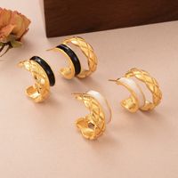 1 Pair Ig Style Geometric Enamel Copper 18k Gold Plated Ear Studs main image 7
