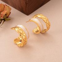 1 Pair Ig Style Geometric Enamel Copper 18k Gold Plated Ear Studs main image 6