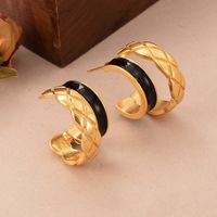 1 Pair Ig Style Geometric Enamel Copper 18k Gold Plated Ear Studs main image 5