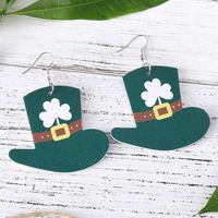 1 Pair Retro Shamrock Pu Leather Drop Earrings main image 3