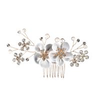 Women's Simple Style Classic Style Solid Color Alloy Inlay Rhinestones Pearl Hair Combs main image 5
