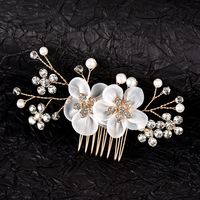 Women's Simple Style Classic Style Solid Color Alloy Inlay Rhinestones Pearl Hair Combs sku image 1