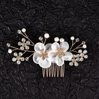 Women's Simple Style Classic Style Solid Color Alloy Inlay Rhinestones Pearl Hair Combs main image 4