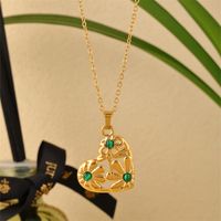 304 Stainless Steel K Gold Plated IG Style Simple Style Plating Inlay Heart Shape Turquoise Necklace Pendant main image 3