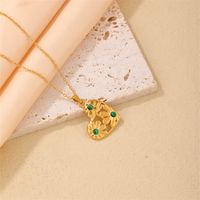 304 Stainless Steel K Gold Plated IG Style Simple Style Plating Inlay Heart Shape Turquoise Necklace Pendant main image 9