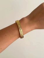 Stainless Steel 18K Gold Plated Casual Solid Color Bangle main image 3